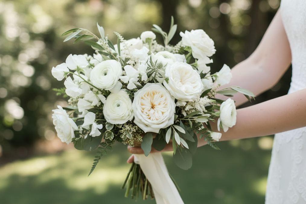 White bridesmaid bouquet