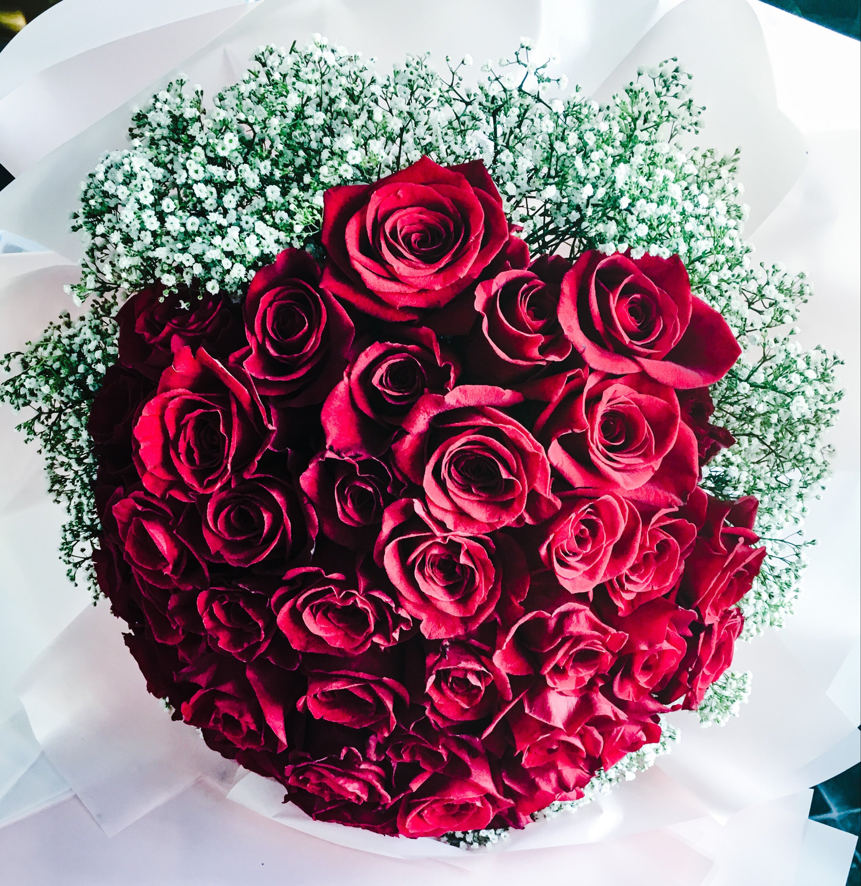 Luxury Valentine rose bouquet close-up