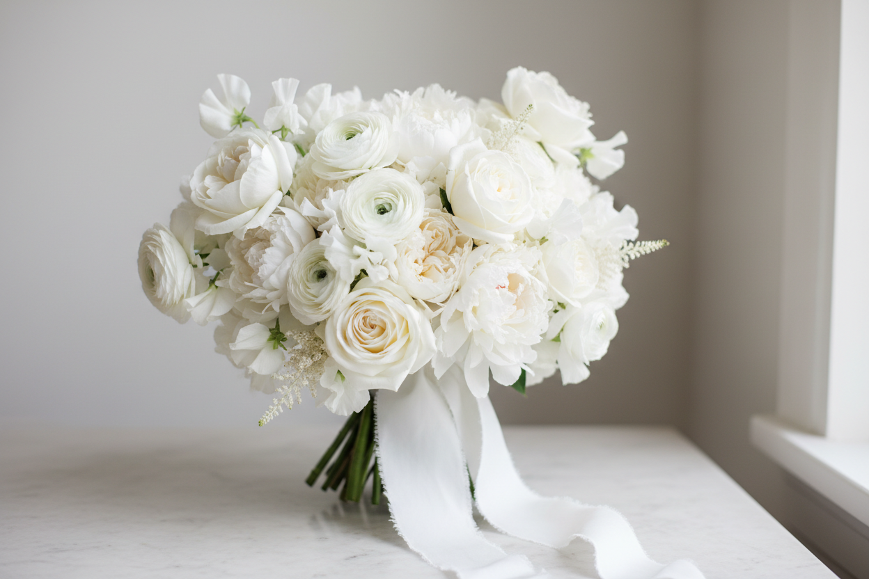 whit premium flower of bridal bouquet